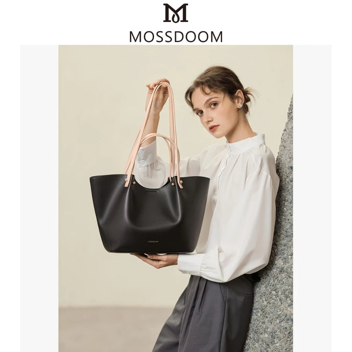 MOSSDOOM Women's Bag Perla Bag Simple Elegant Handbag Bucket Tote Bag Shoulder Bag for Women